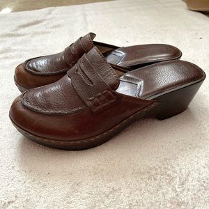 Michael Kors Leather and Wooden Sole Clogs